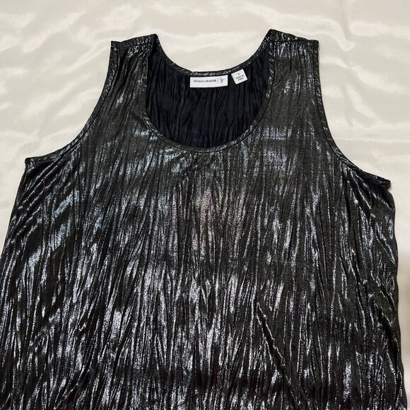 Susan Graver Slinky Tank Top Womens S Metallic Silver Round Neck Sleeveless - Picture 8 of 12
